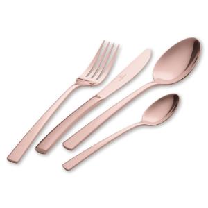 Juego de cubiertos acero inoxidable oro rosa 24 piezas