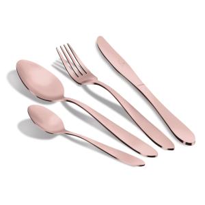 Juego de cubiertos Acero inoxidable satinado Oro rosa 24 pi…