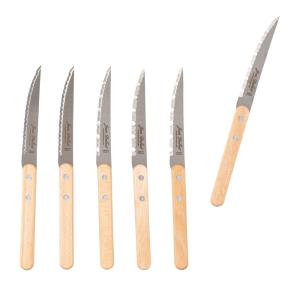 Juego de cuchillos (x6) de acero inoxidable y madera de haya