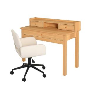 Juego de escritorio de madera con cajones y silla giratoria