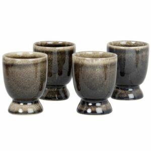 Juego de hueveras de gres gris y marfil (x4)