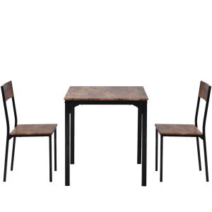 Juego de mesa industrial vintage marrón y 2 sillas.