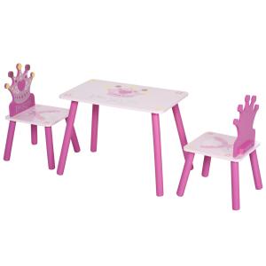 Juego de mesa y 2 sillas infantiles rosa 55 x 34 x 42 cm