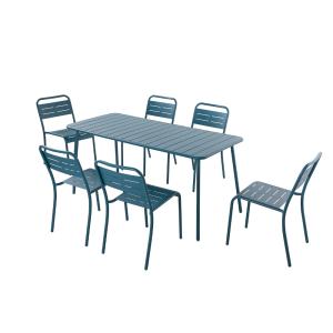 Juego de mesa y sillas 6 plazas azul