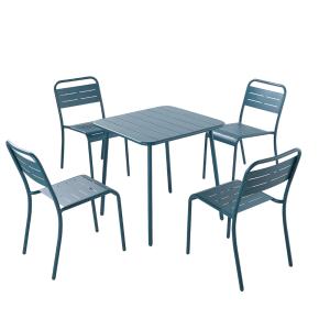 Juego de mesa y sillas azul 4 plazas