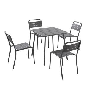 Juego de mesa y sillas gris oscuro 4 plazas
