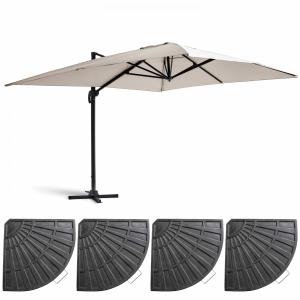 Juego de parasol excéntrico inclinable (4 x 3 m)   4 losas…