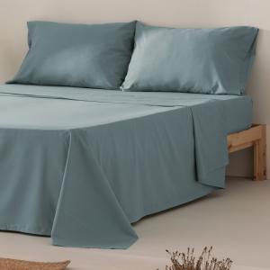 Juego de sábanas 100% algodón azul cama 135 cm
