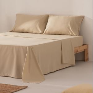 Juego de sábanas 100% algodón beige cama 105 cm