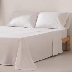 Juego de sábanas 100% algodón blanco cama 105 cm