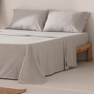 Juego de sábanas 100% algodón gris claro cama 105 cm