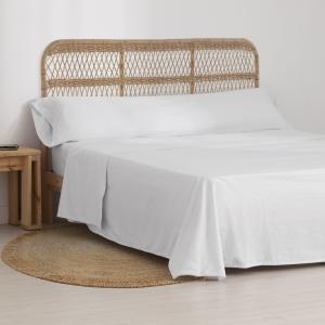Juego de sábanas franela blanco cama de 135 100% algodón