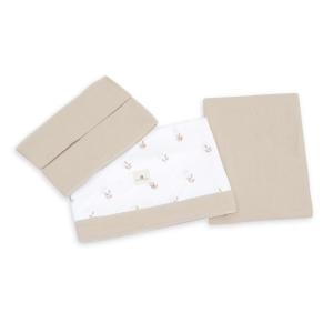 Juego de sábanas para cuna 60x120 cm estampado hojas beige