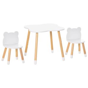 Juego infantil de mesa y 2 sillas 56x56x50 cm blanco