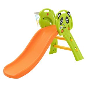 Juego tobogán infantil 2en1 verde-naranja plástico con cana…