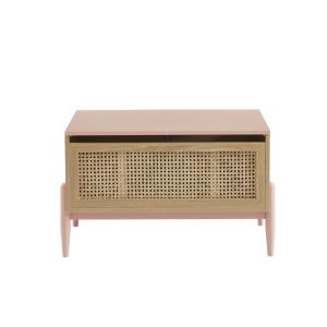 Juguetero rosa y mimbre