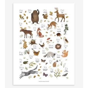 Lámina de papel alfabeto de animales del bosque de 30x40 cm