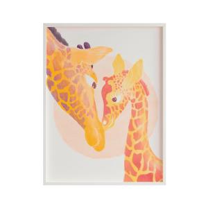 Lámina giraffes enmarcada madera blanca 43X33 cm