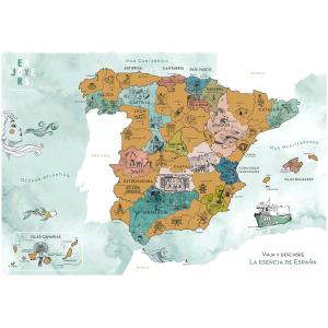 Lámina rascable decorativa. Mapa la esencia de España. Póst…
