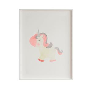 Lámina unicorn enmarcada madera blanca 43X33 cm