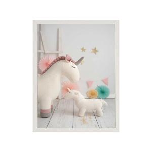 Lámina unicornios enmarcada madera blanca 43X33 cm
