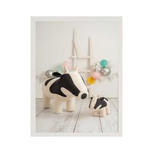 Lámina vacas enmarcada madera blanca 43X33 cm