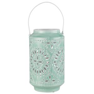 Lámpara alta perforada de hierro azul 17x17x30cm