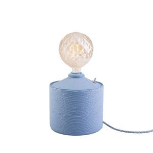 Lámpara artesanal de metal reciclado azul 37x20 cm