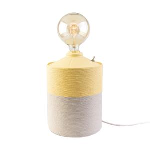 Lámpara artesanal de metal reciclado beige y amarillo 48x20…