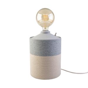 Lámpara artesanal de metal reciclado beige y gris 48x20 cm