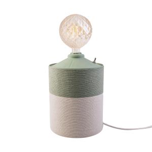 Lámpara artesanal de metal reciclado beige y verde 48x20 cm