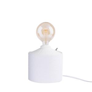 Lámpara artesanal de metal reciclado blanco 37x20 cm