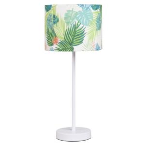 Lámpara blanca con pantalla de estampado de follaje
