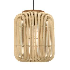 Lámpara colgante ''alargada'' 35x35cm ratán y teca color na…
