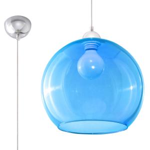 Lámpara colgante azul acero, vidrio  alt. 120 cm