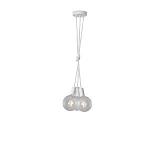 Lámpara colgante blanca con 3 bombillas LED transparentes