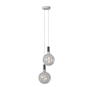 Lámpara colgante blanca/cromo con 2 bombillas LED transpare…