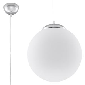 Lámpara colgante blanco, cromo acero, vidrio  alt. 130 cm