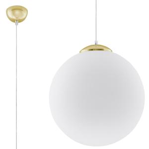Lámpara colgante blanco, dorado acero, vidrio  alt. 130 cm