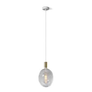 Lámpara colgante blanco/oro con bombilla LED de cristal