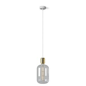 Lámpara colgante blanco/oro con bombilla LED transparente
