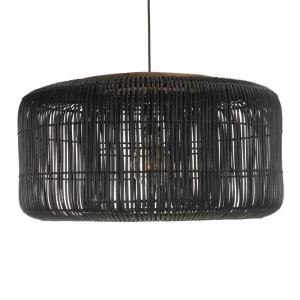 Lámpara colgante ''Bucket'' 76x76cm en ratán negro y teca