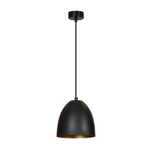 Lámpara colgante con pantalla en forma de cúpula negra y do…