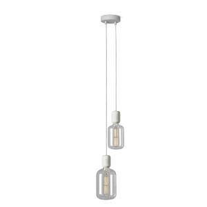 Lámpara colgante con rosetón y portalámparas blanco, 2 bomb…