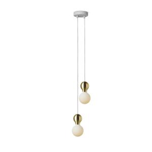 Lámpara colgante de 2 caídas blanco/oro con bombillas LED d…