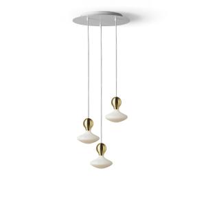 Lámpara colgante de 3 caídas blanco/oro con bombillas LED d…
