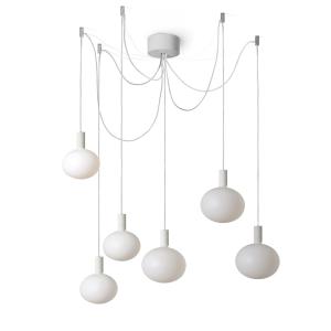 Lámpara colgante de 6 caídas blanca con bombillas LED