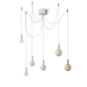 Lámpara colgante de 6 caídas blanca con bombillas LED blanc…