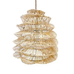 Lámpara colgante de ratán en marrón 55x55x55 cm