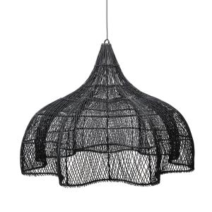Lámpara colgante de ratán en negro 110x110x80 cm